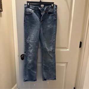 Sneak Peek Womens Distressed Raw Hem Cropped Jeans Size 5/27 Blue Stretch